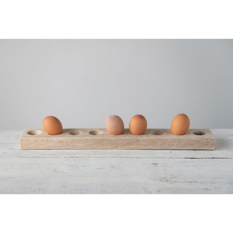 Mango Wood Egg Holder with Handle