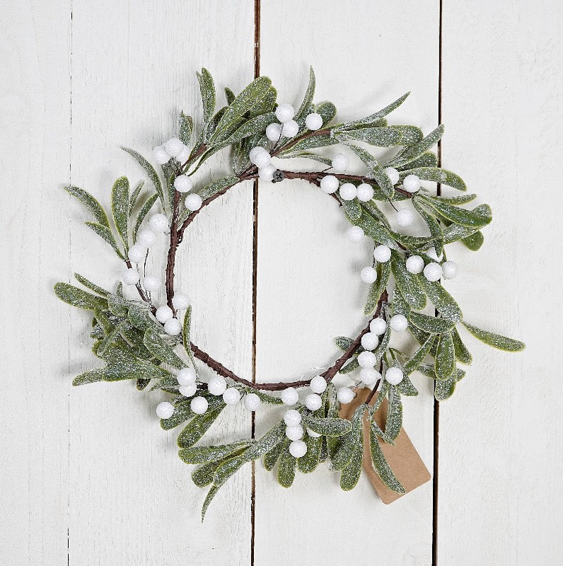 Frosted Mistletoe Wreath - 12"