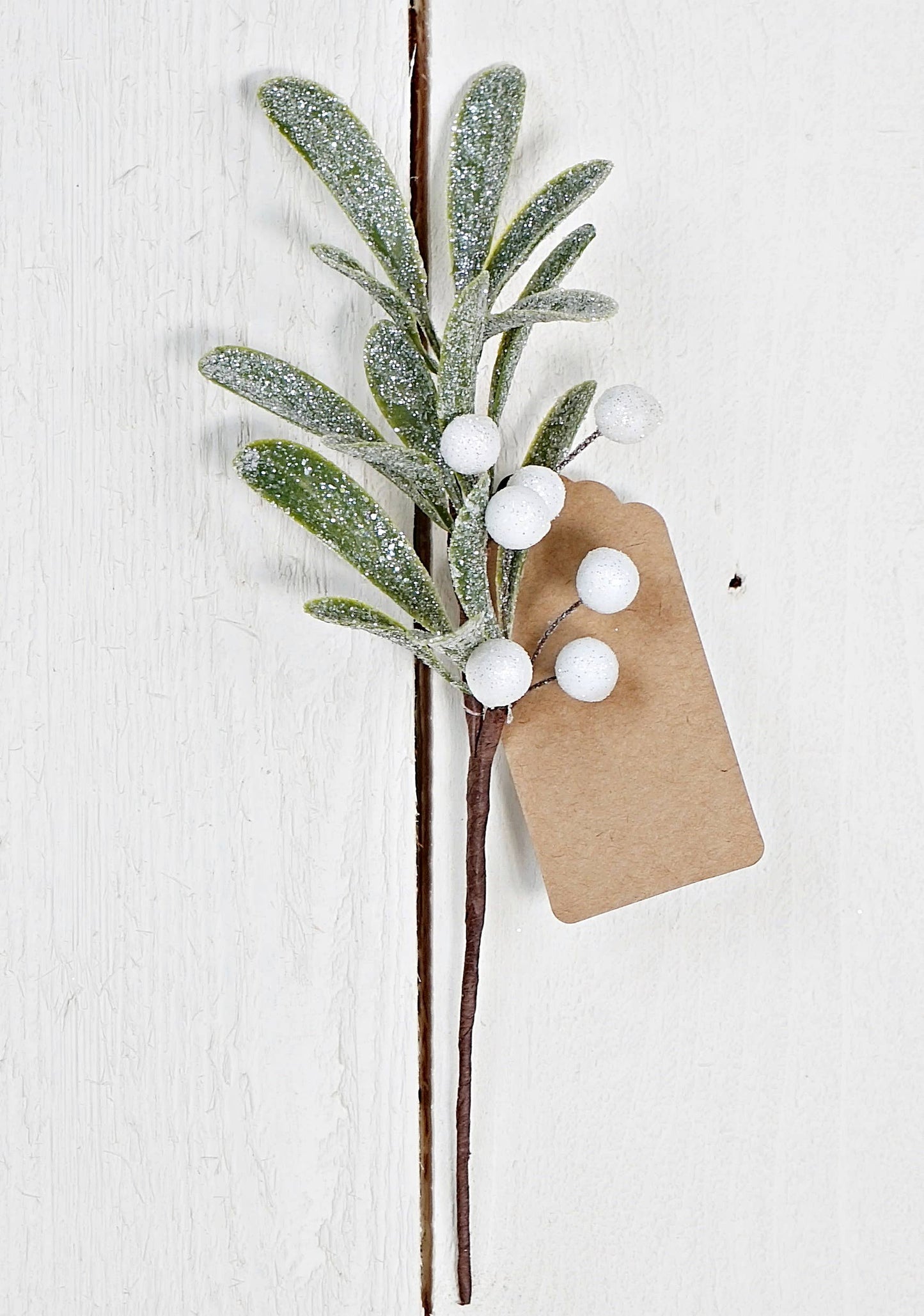 Frosted Mistletoe Pick - 10"