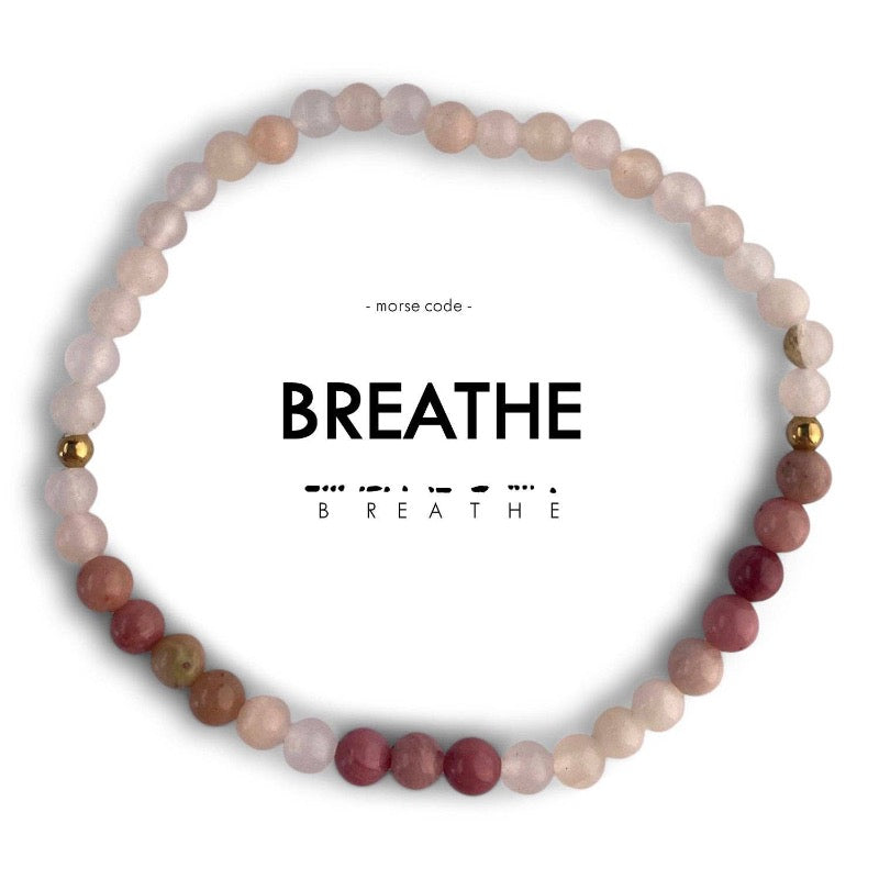 Morse Code Bracelet | Breathe: Mauve Quartz & Pink Aventurine
