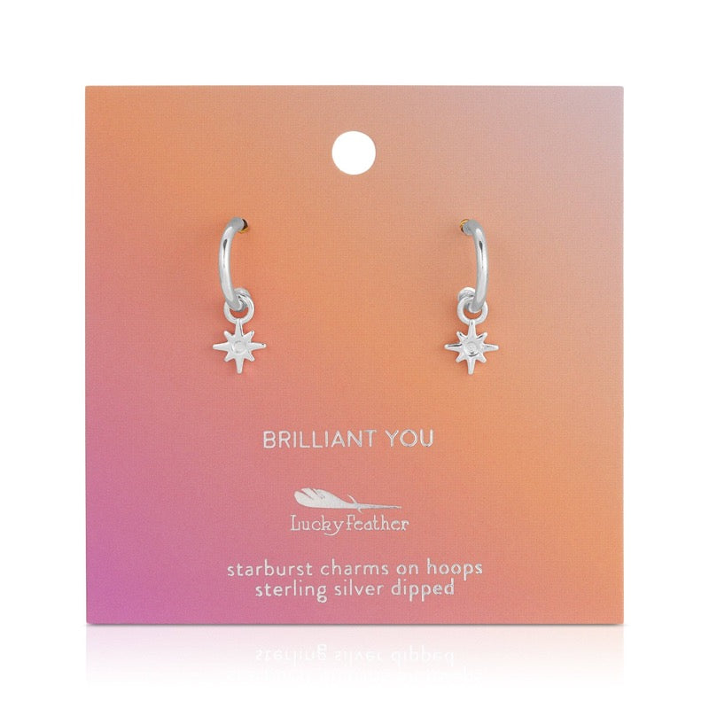 Hoops with Starburst Silver Drop