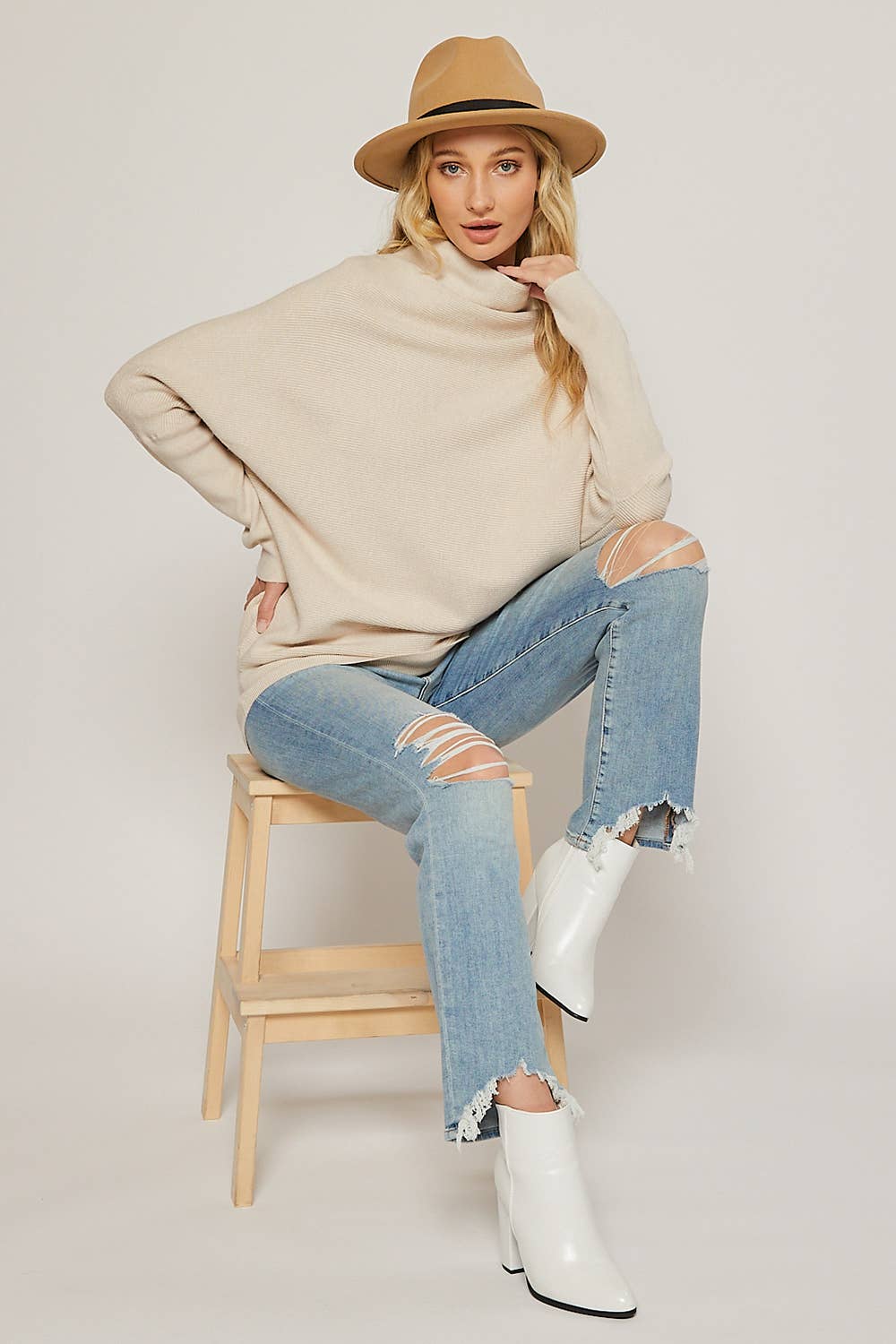 Slouch Neck Dolman Pullover - Shell