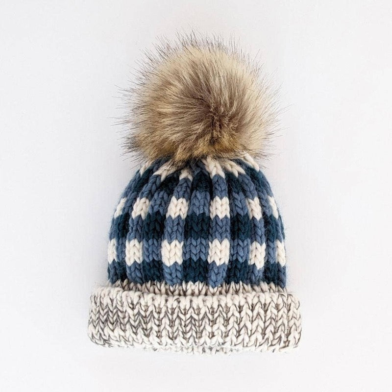Atlantic Buffalo Check Pom Pom Beanie Hat: M (6-24 months)