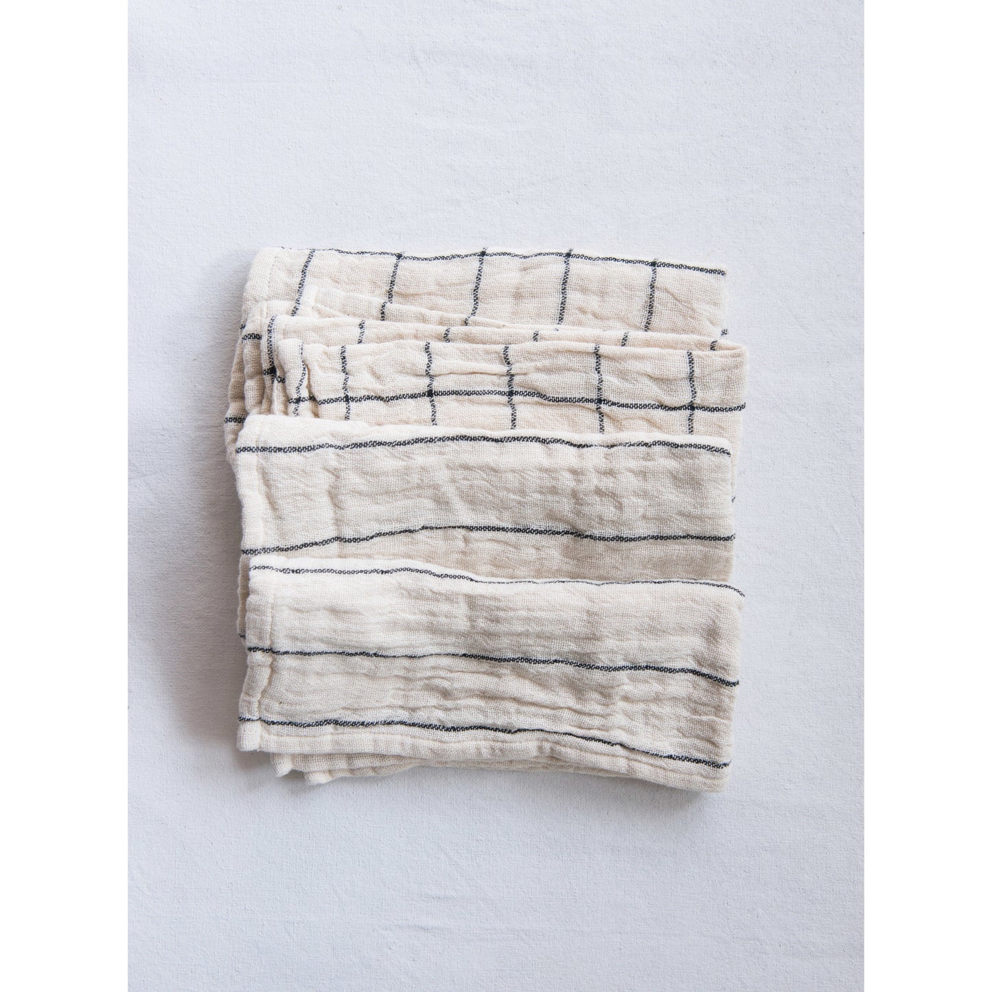 Cotton Napkins w/ Plaid & Stripes
