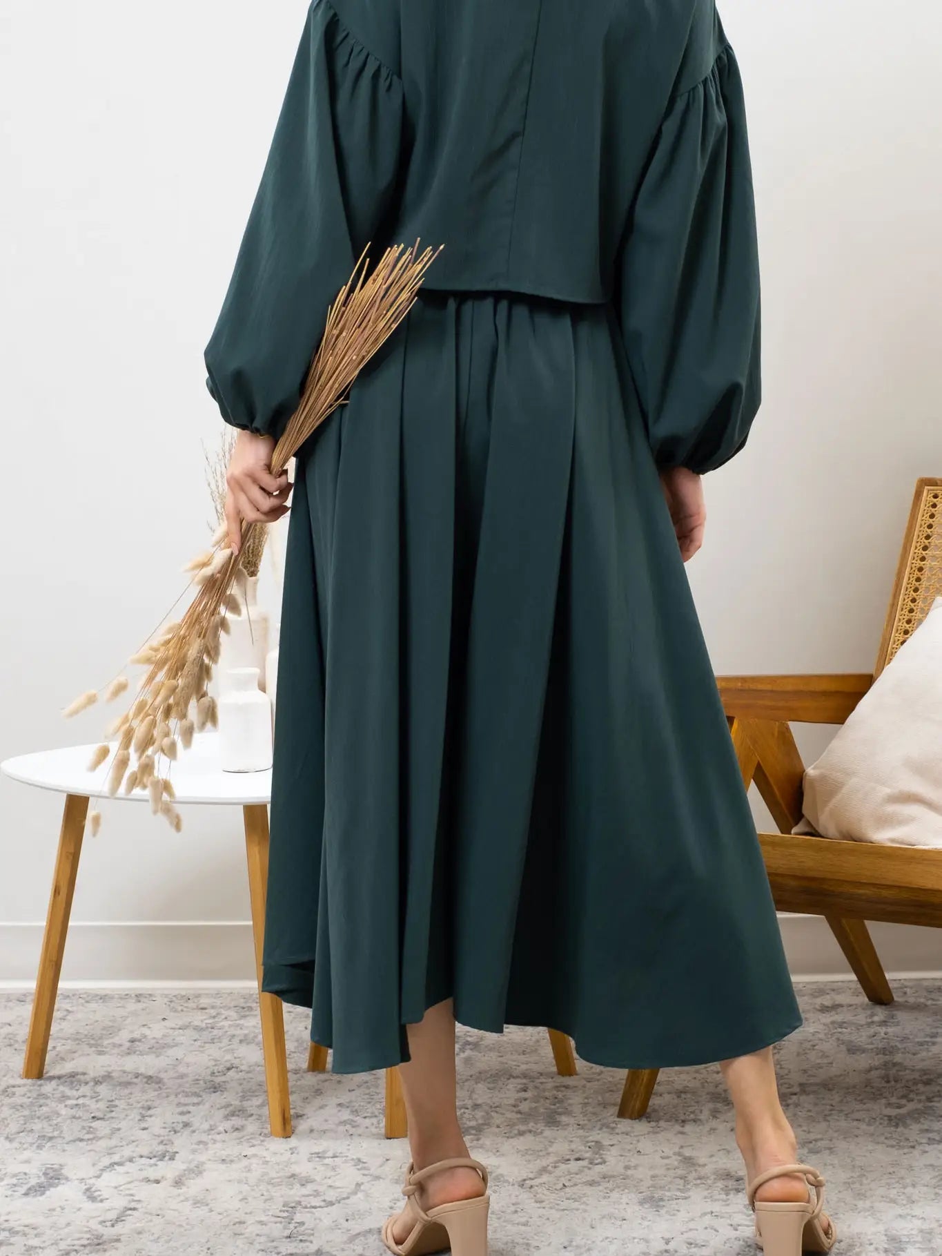 Solid Midi Skirt - Emerald Green