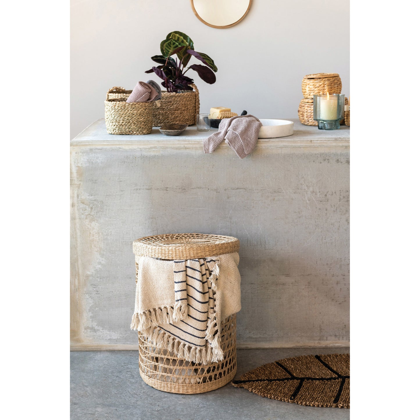 Water Hyacinth Baskets with Lids