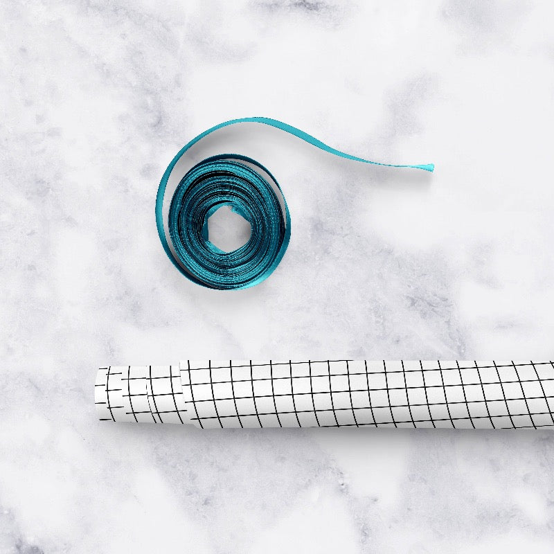 MODERN GRID - Black & White Gift Wrap (ROLL)