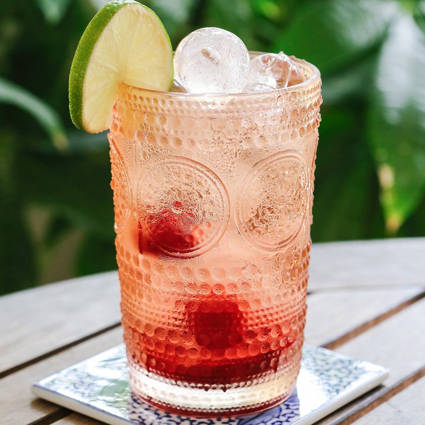 13 oz. Hobnail Beaded Floral Drinking Glasses