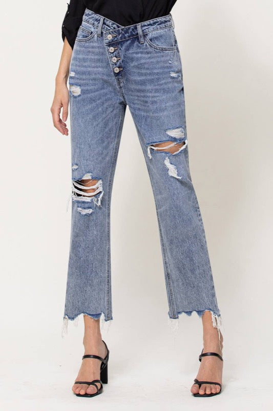 Criss Cross Button Up Boyfriend