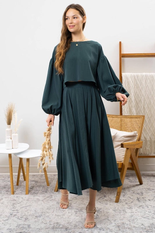 Solid Midi Skirt - Emerald Green