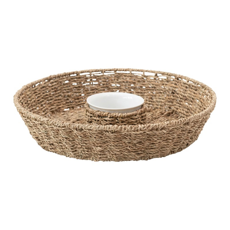 Chip and Dip Basket with Ceramic Bowl, Set of 2