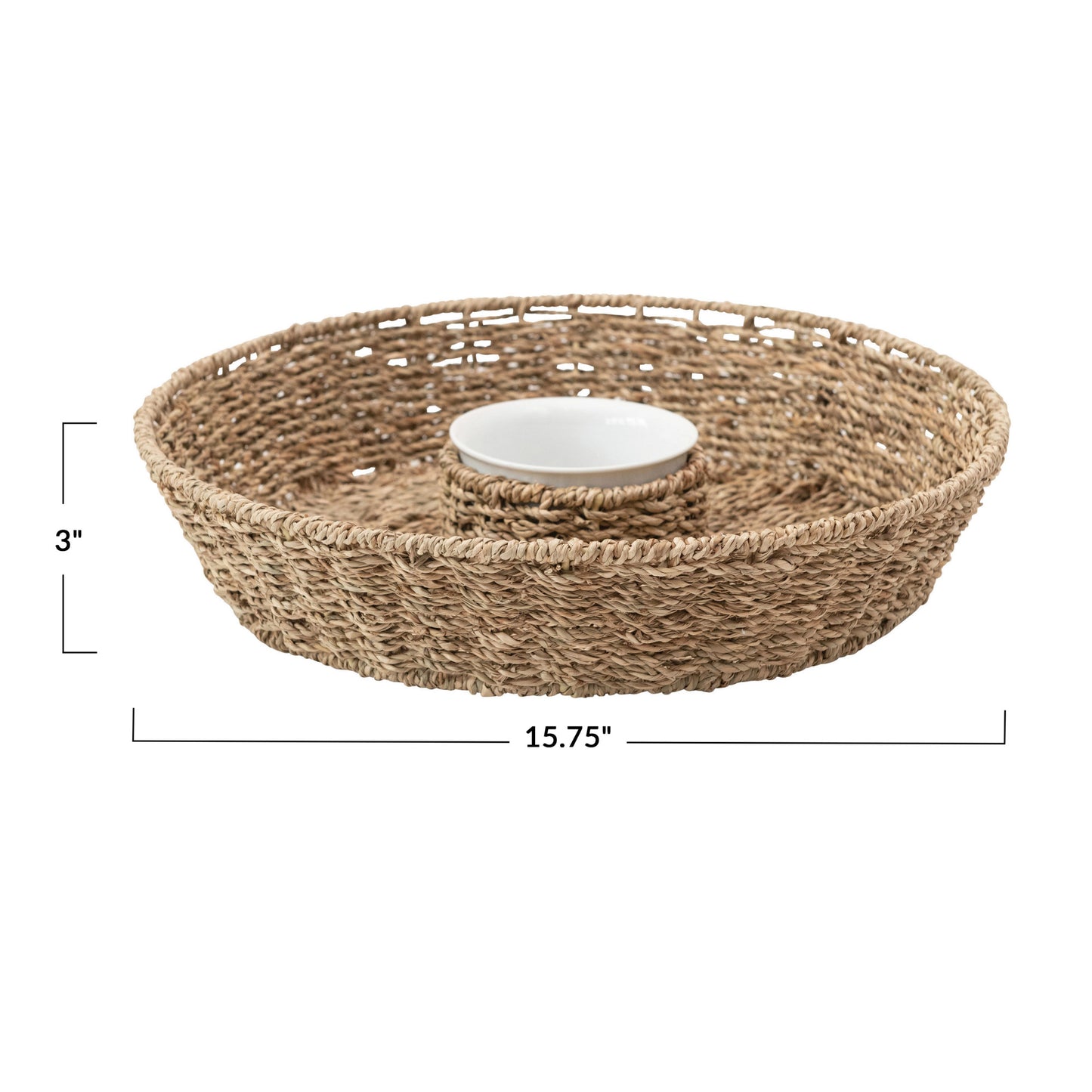 Chip and Dip Basket with Ceramic Bowl, Set of 2