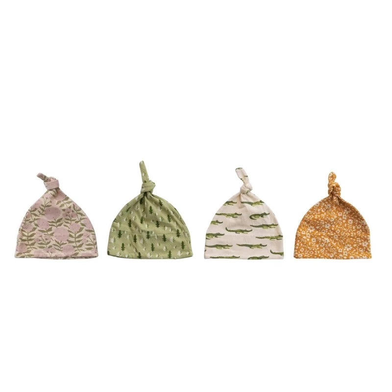 Cotton Baby Knotted Hat with Pattern, 4 Styles