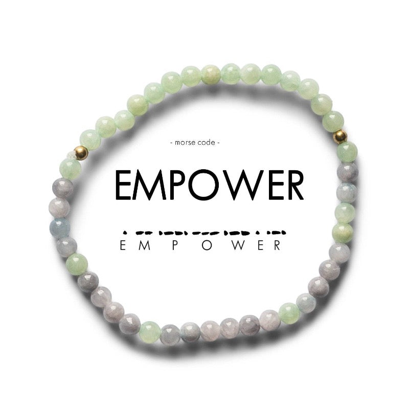 Morse Code Bracelet | EMPOWER: Lavender Quartz & Sea Green Jade