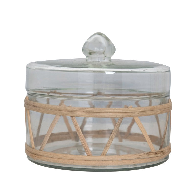 Rattan Wrapped Glass Jar with Lid