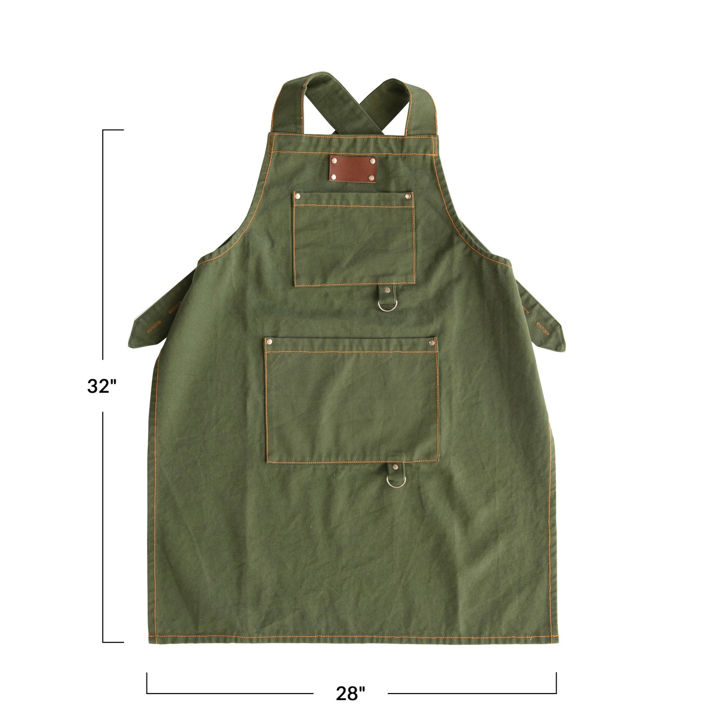 Cross Back Apron with Pockets and Rivets