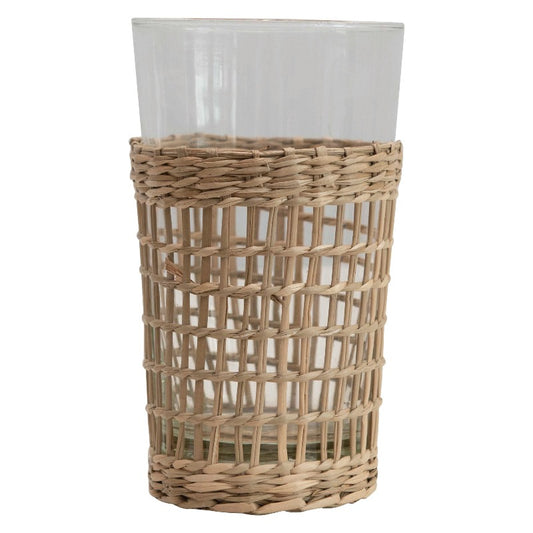 Glass with seagrass wrap