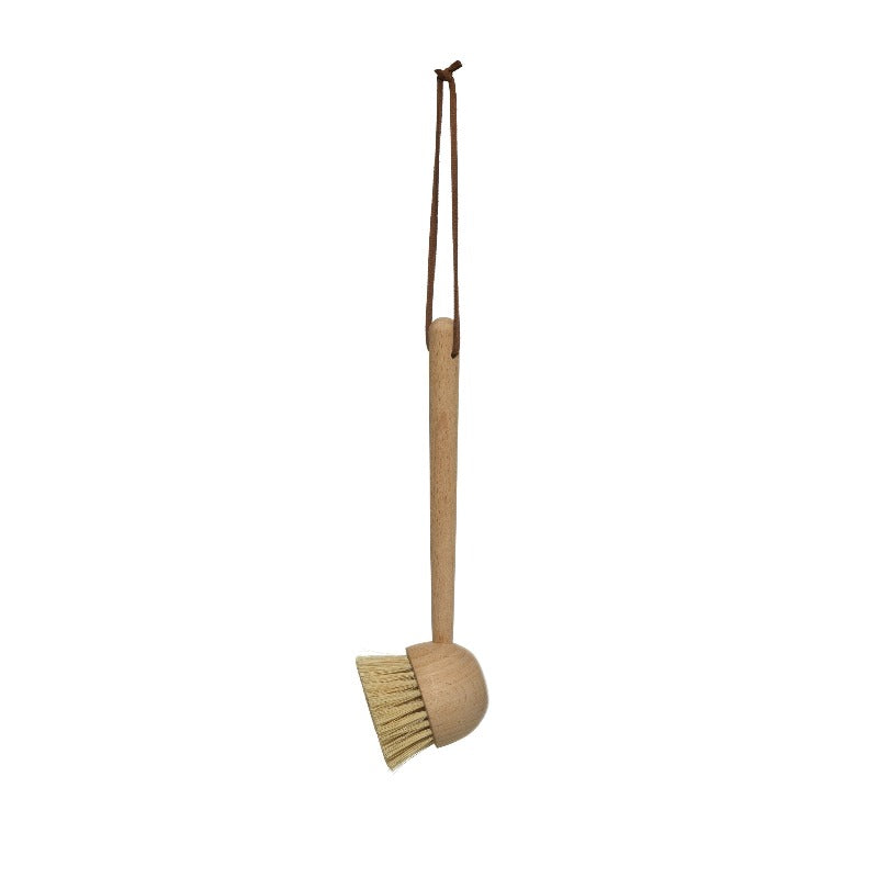 Beech wood brush w/ leather tie