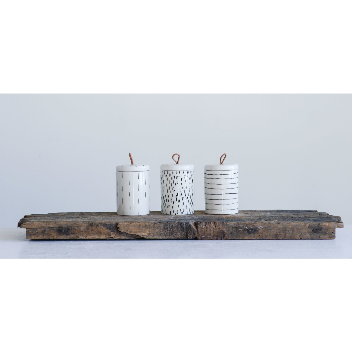 Container W/ Lid Leather pull