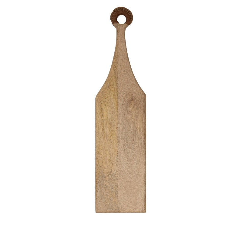 Mango Wood Cheese/Cutting Board w/ Braided Leather Handle
