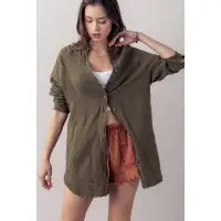 Plush Cotton Button Down Oversized Shirt
