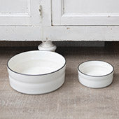 Stoneware Pet Bowl with Black Rim - large