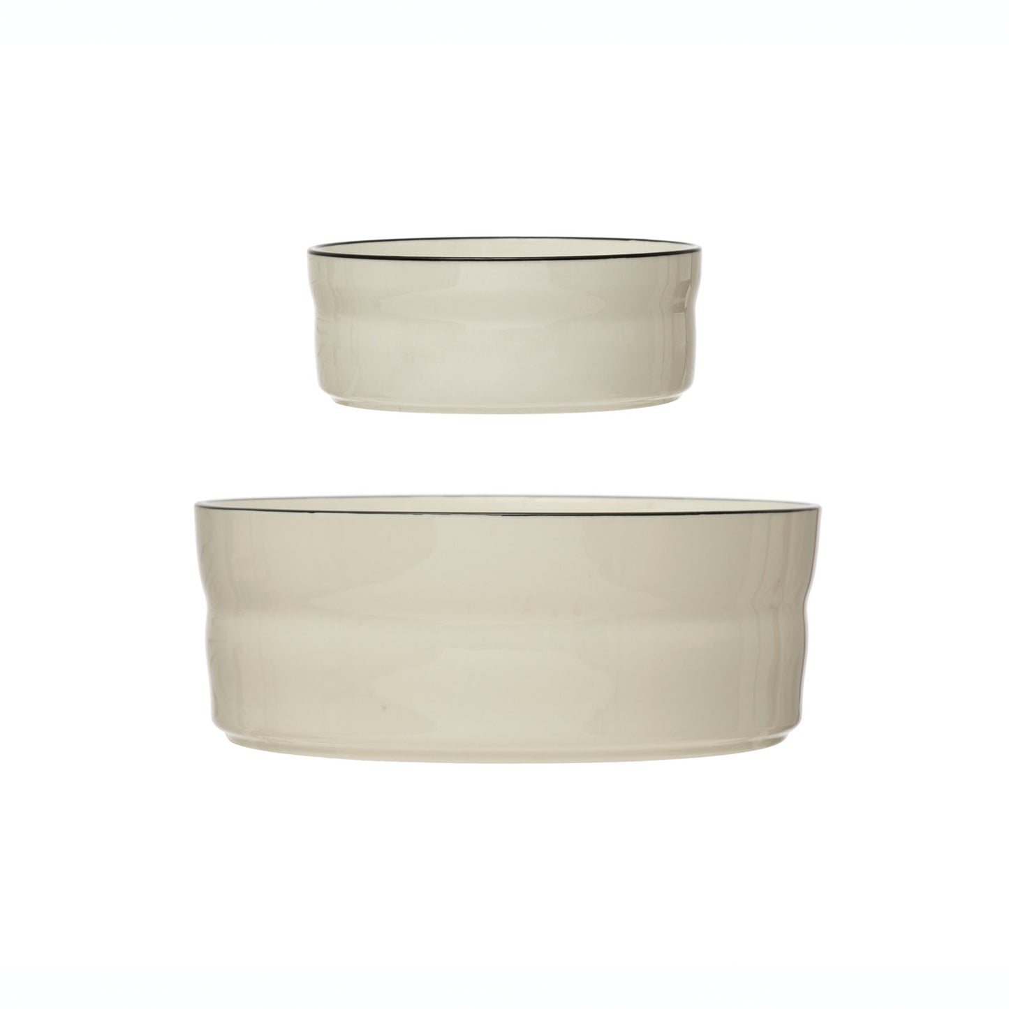 Stoneware Pet Bowl with Black Rim - large