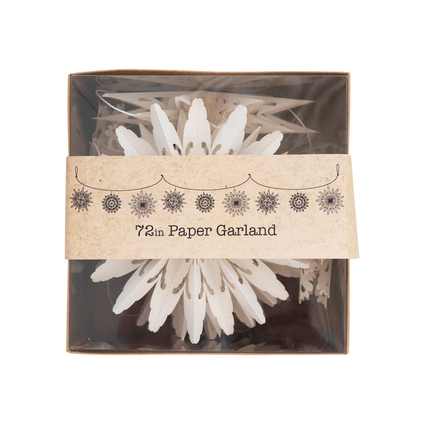 Snowflake Garland in Kraft Box, White