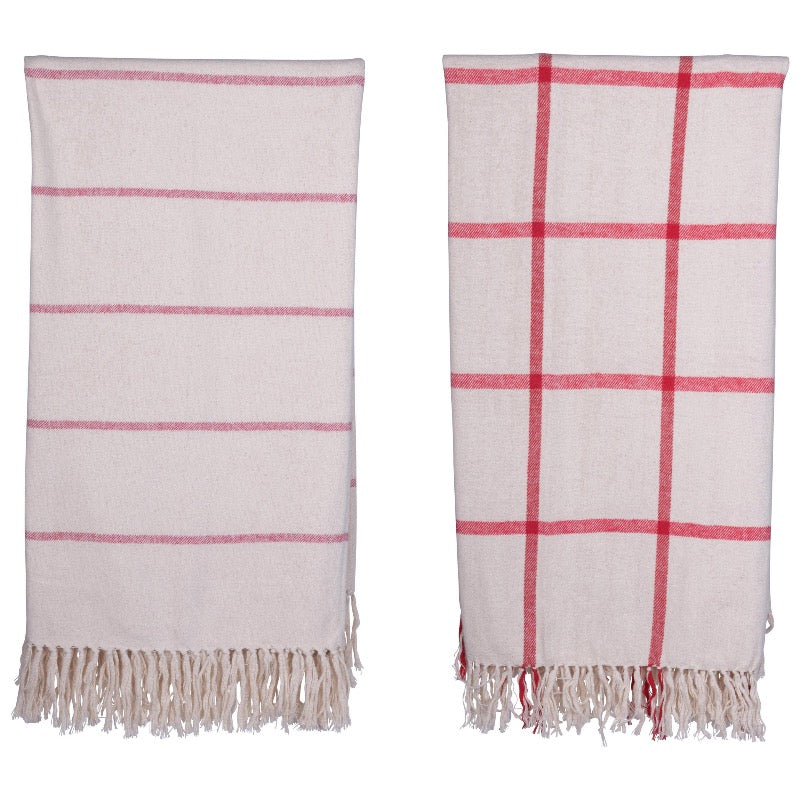 Brushed Cotton Throw with Fringe, 2 Colors