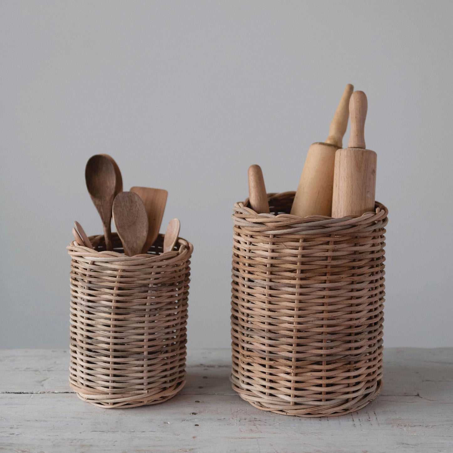 Hand-Woven Wicker Basket/Container - 2 sizes