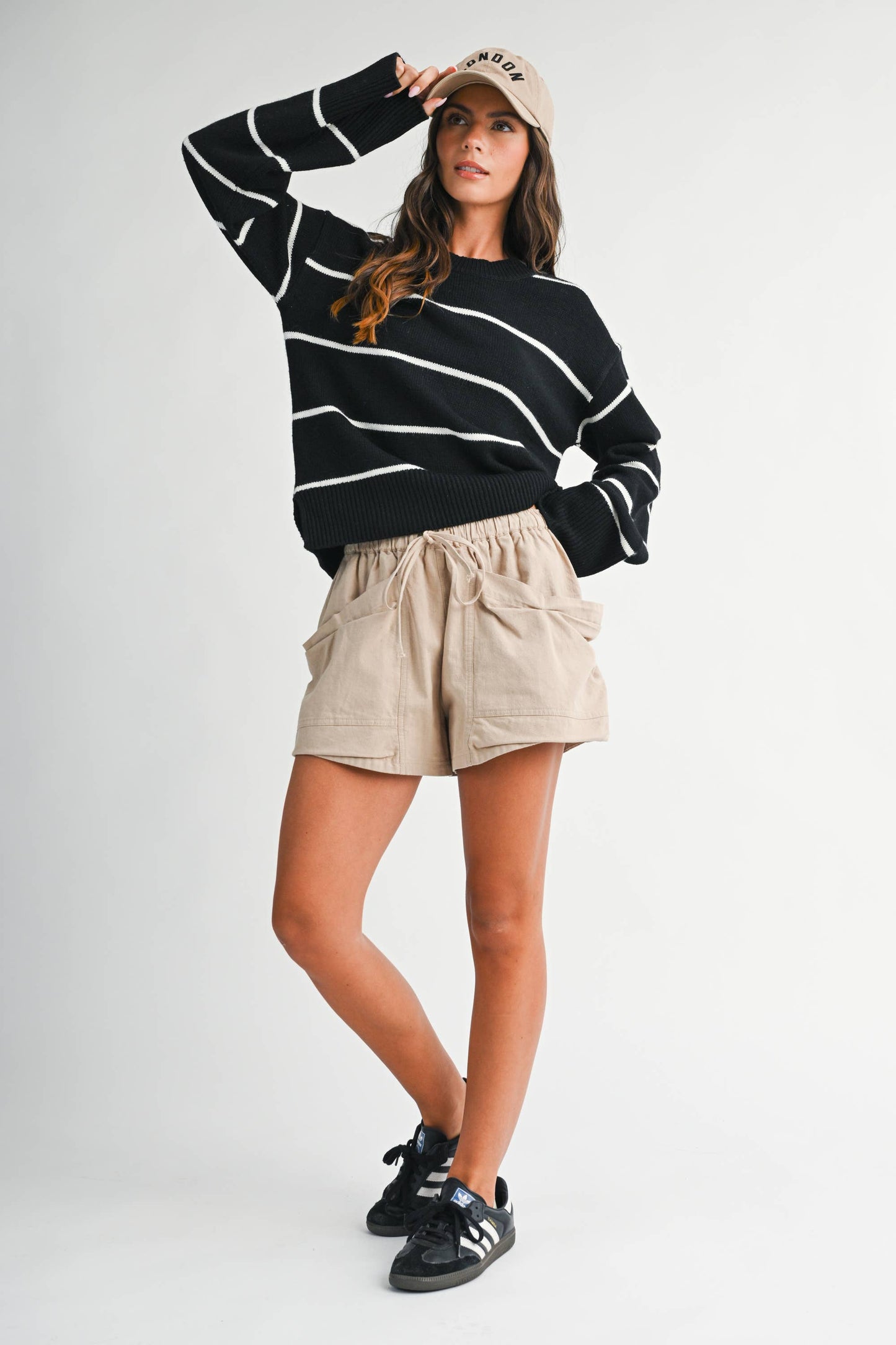 Relaxed Stripe Side Slit Sweater