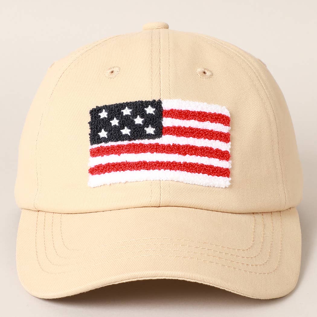 American Flag Chenille Patch Baseball Hat