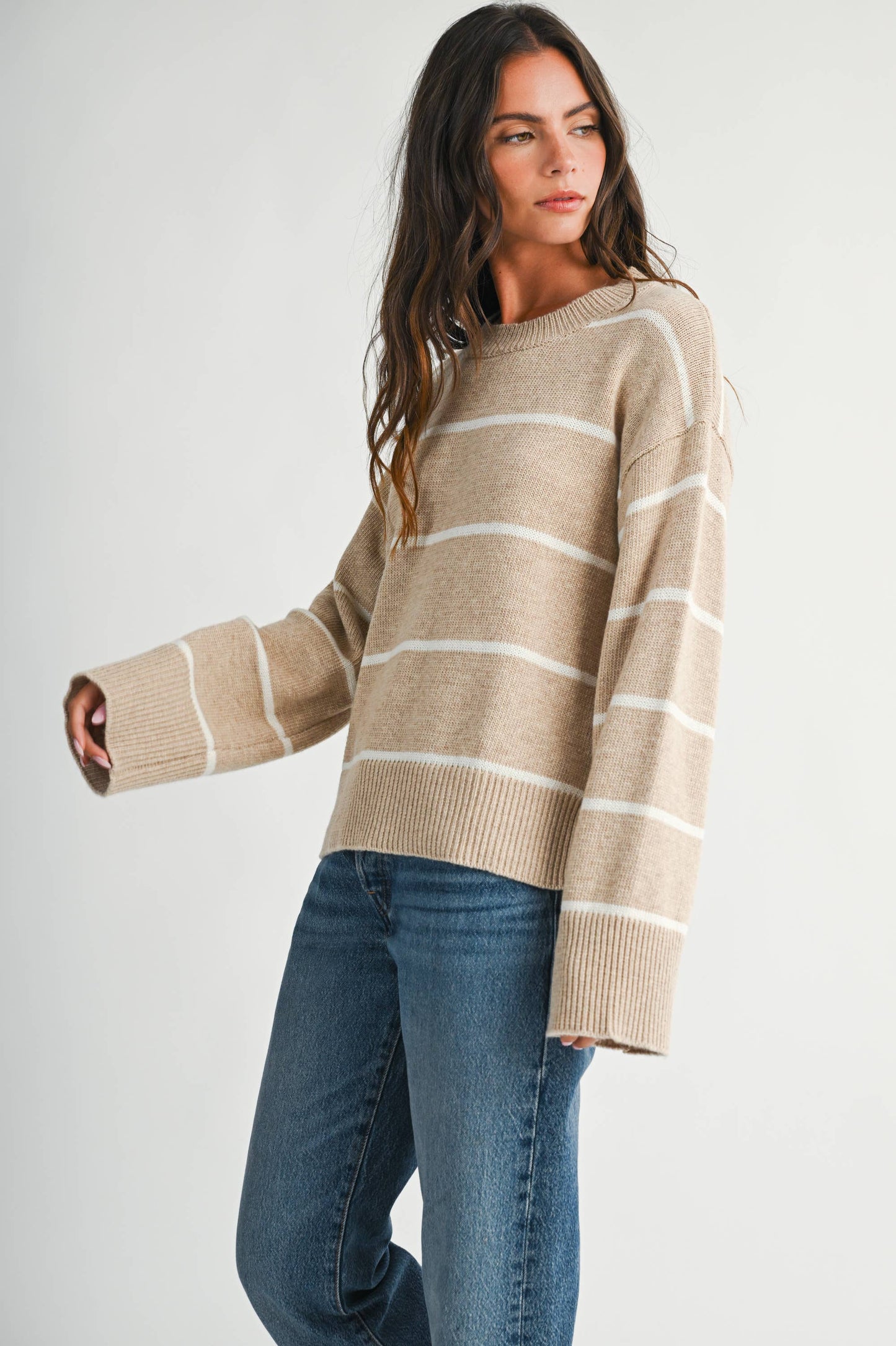 Relaxed Stripe Side Slit Sweater