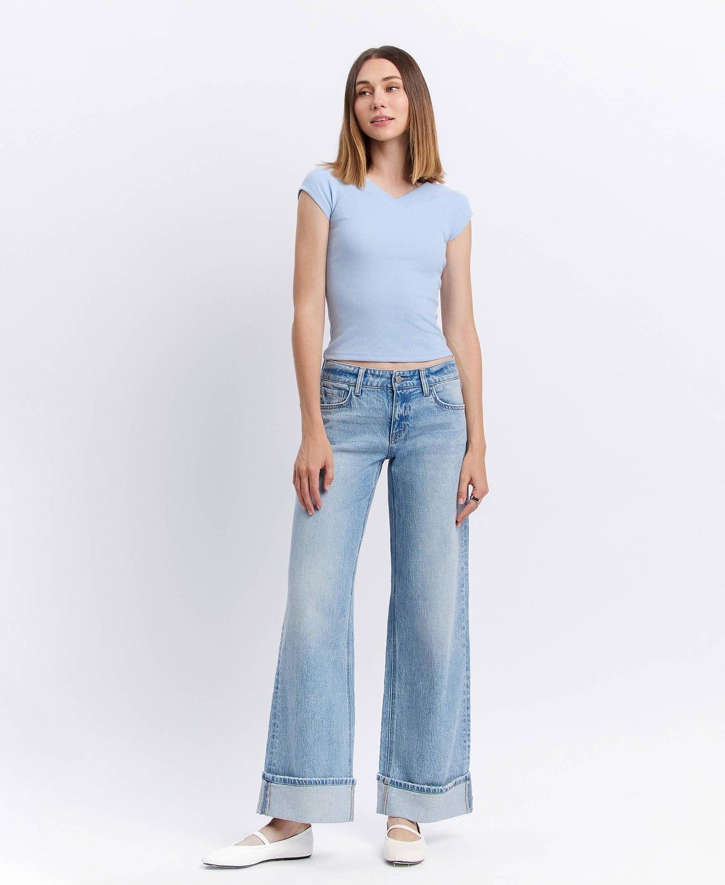 Low Rise Cuffed Jeans