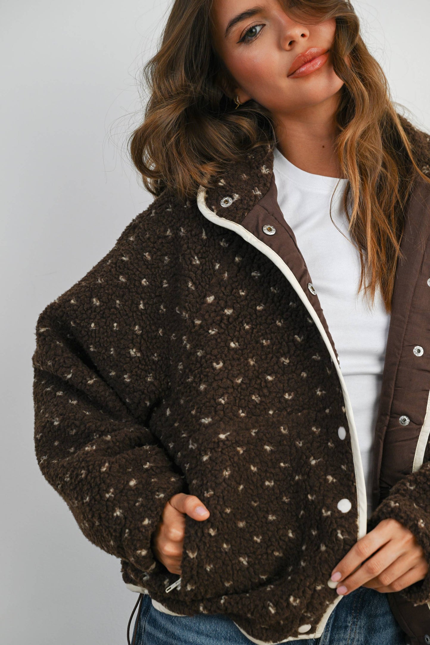 High Pile Fleece Jacket - Brown/Taupe