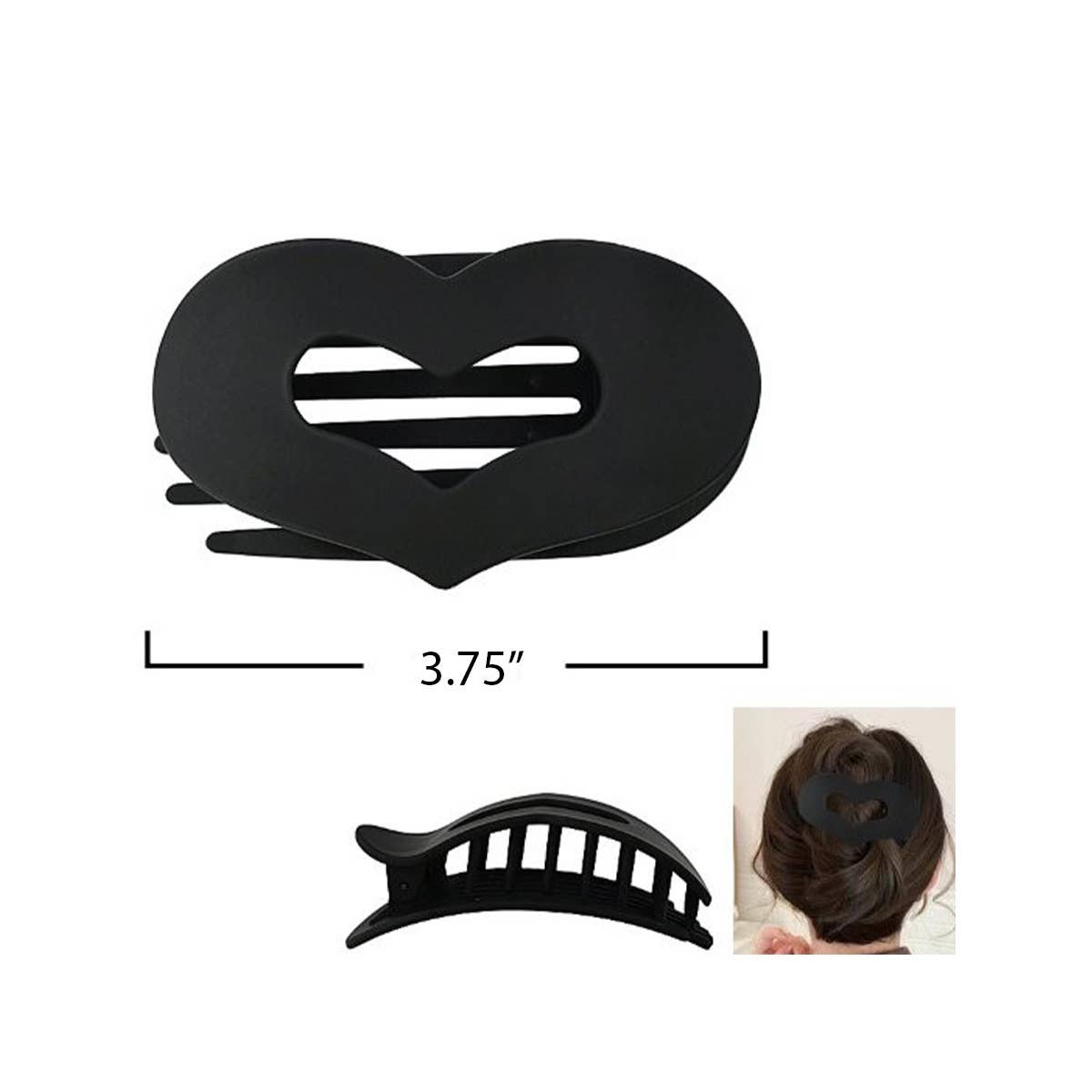 Heart Shaped Flat Hair Claw Clips