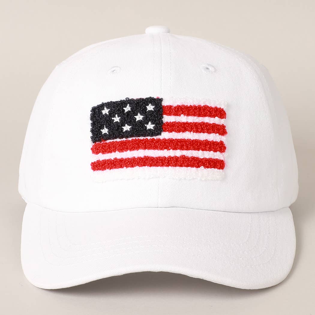 American Flag Chenille Patch Baseball Hat