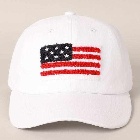 American Flag Chenille Patch Baseball Hat