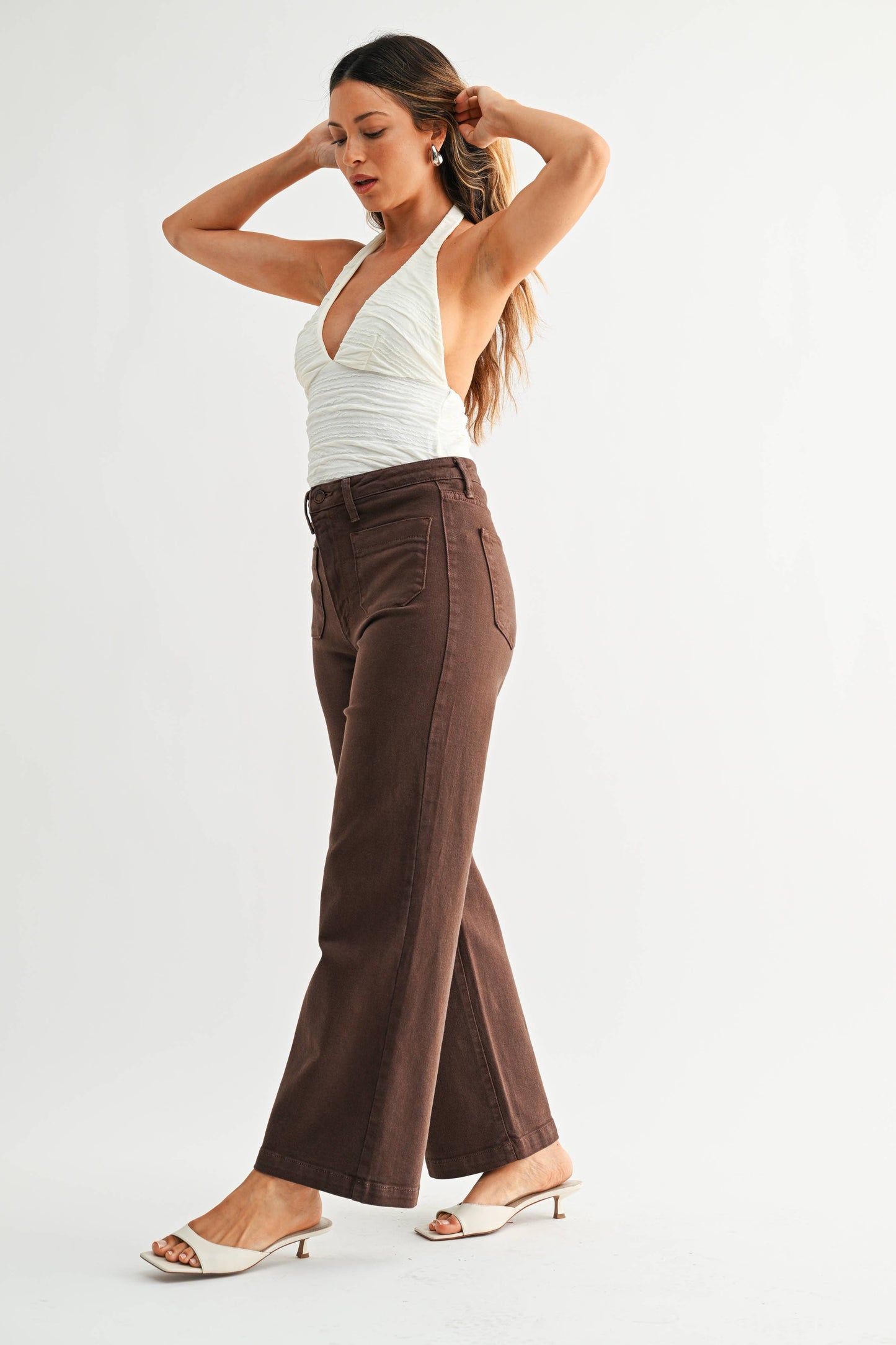 Patch Pocket Wide Leg - Dark Brown