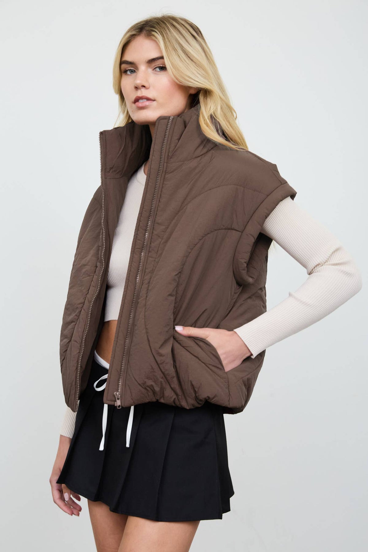 Mock Neck Puffer Vest
