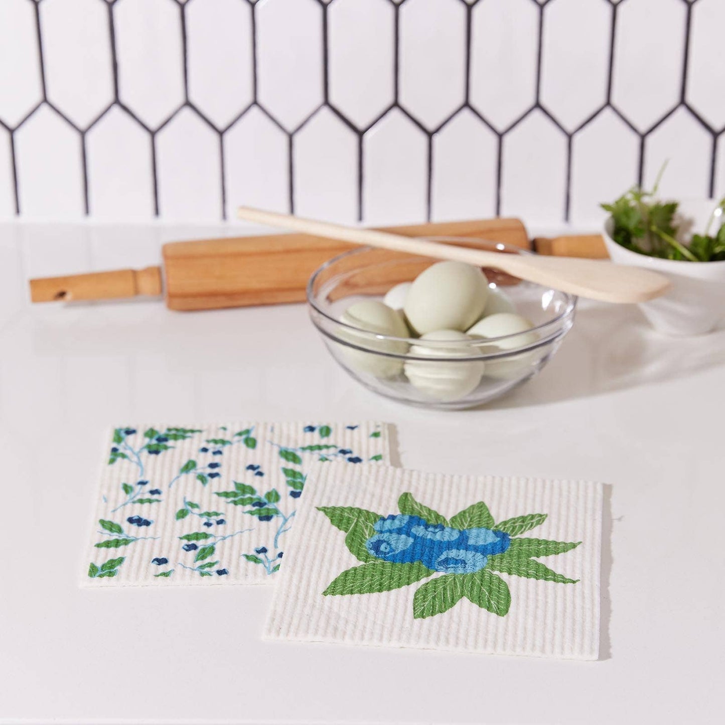 Blueberry Bunch blu Cloths, set of 2