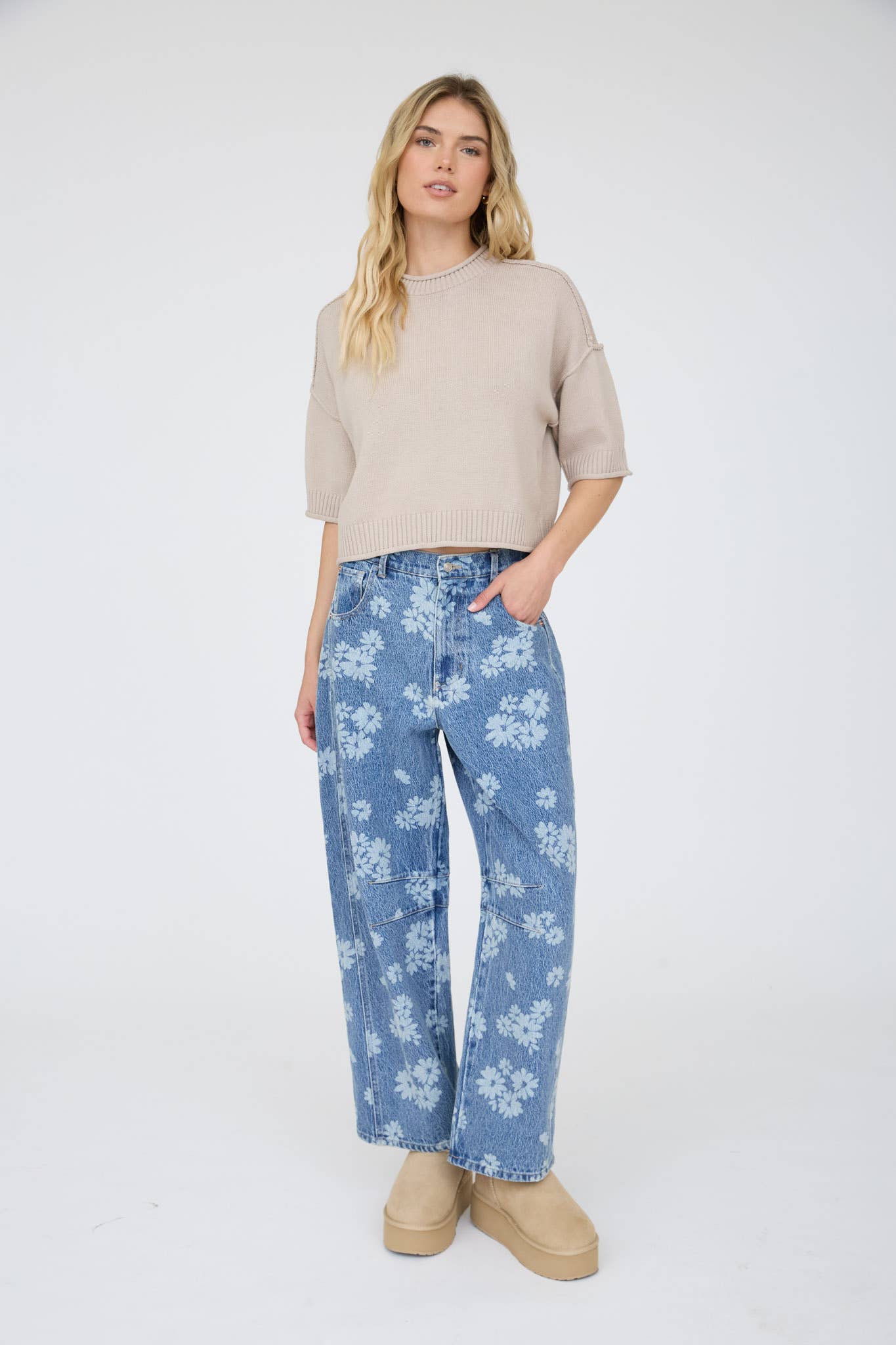 Short Sleeve Sweater - Oatmeal