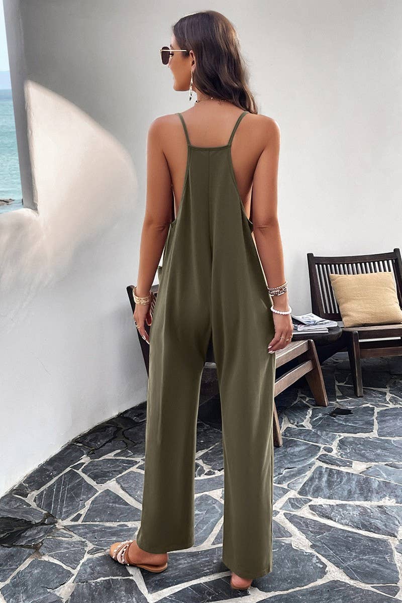 Casual, Slim Fit Jumpsuit - Pale Green & Grey