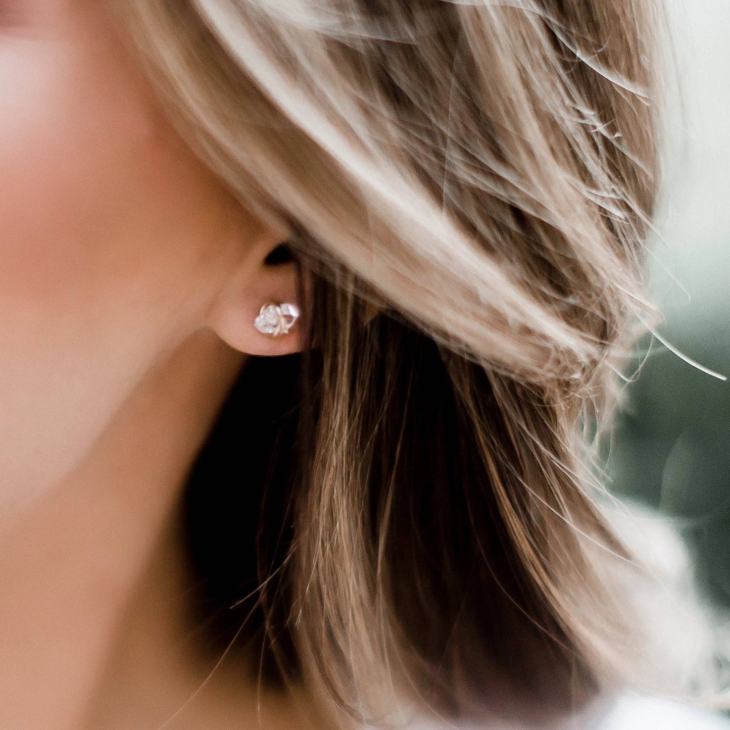 Herkimer Diamond Stud Earrings - Hypoallergenic, Natural