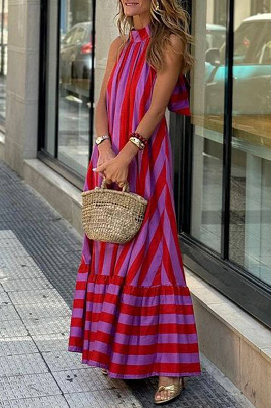 Striped Halter Casual Dress