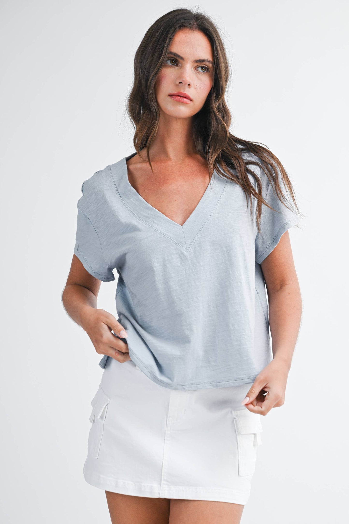 Til V-Neck Baby Top - Sky
