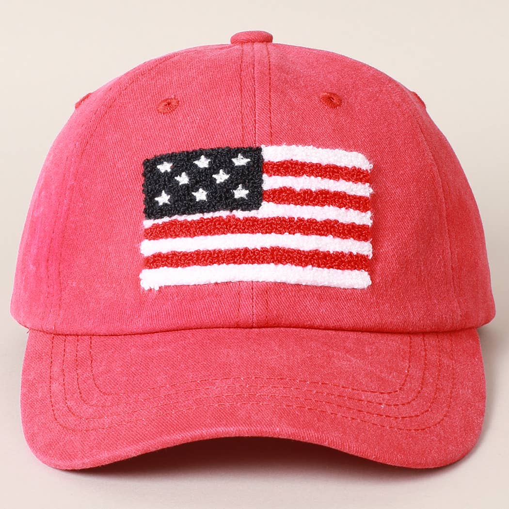 American Flag Chenille Patch Baseball Hat