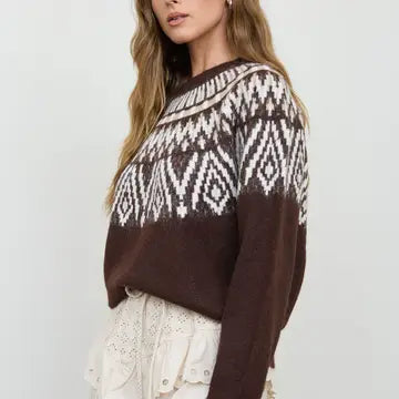 Faire Isle Pullover - Brown