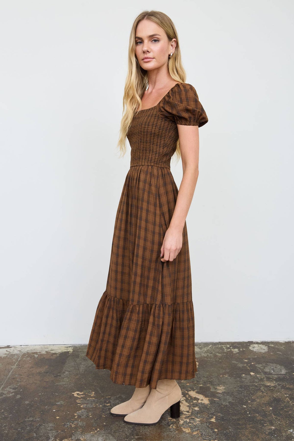 Puff Sleeve Midi Dress