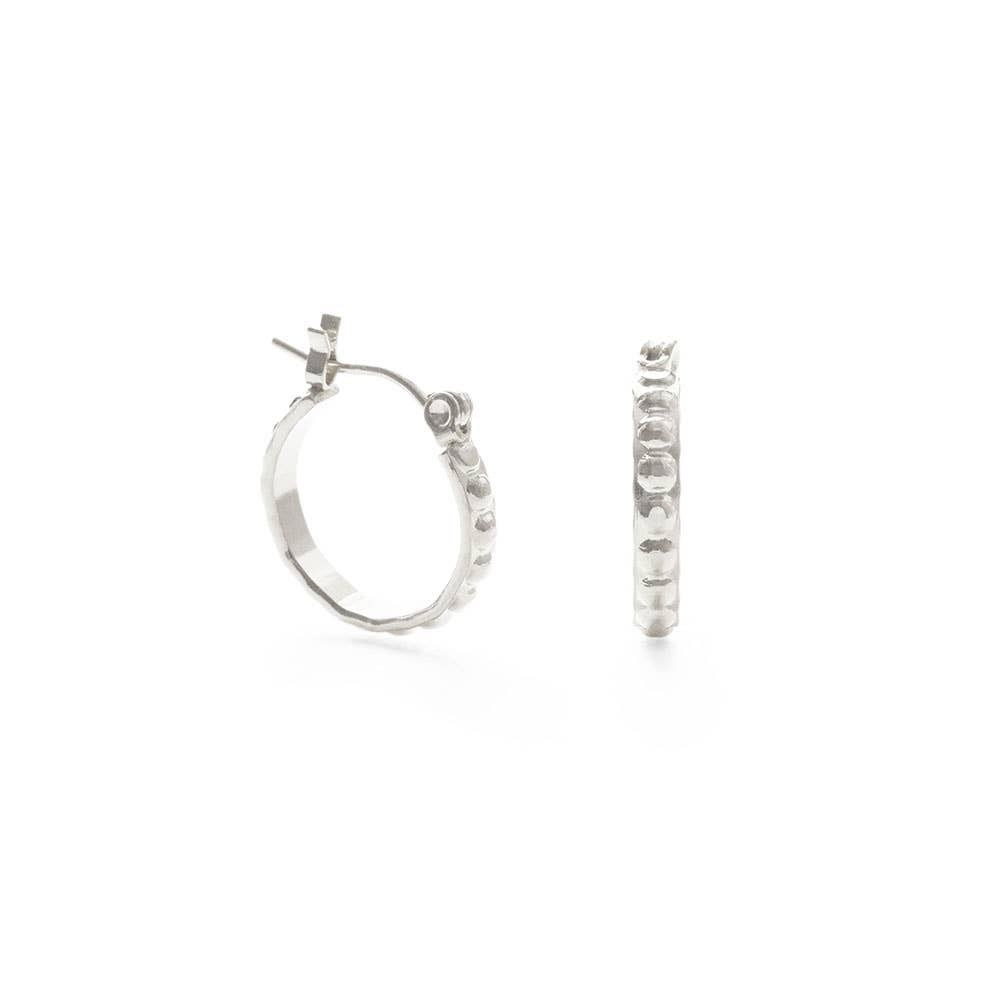 Small Vintage Beaded Hoops- silver